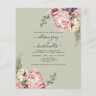 Trouwkaart met Bloemenprint voor een Lage Prijs    Flyer