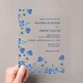 Trouwkaart met Bloemige Donkerblauwe Bloemen Acryl Uitnodigingen (Insitu (Draagbaar))