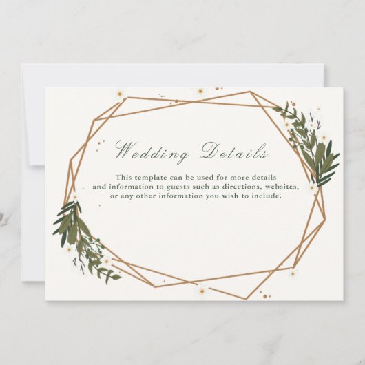 trouwkaart met bloemige geometrische details kaart (Voorkant)