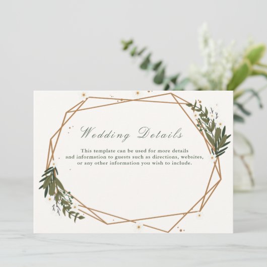 trouwkaart met bloemige geometrische details kaart (Staand voorkant)