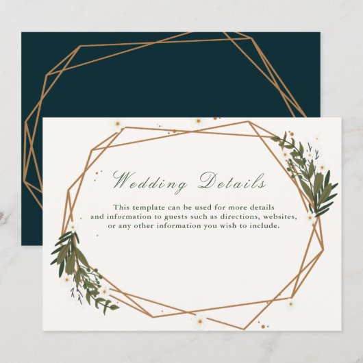 trouwkaart met bloemige geometrische details kaart (Voorkant / Achterkant)