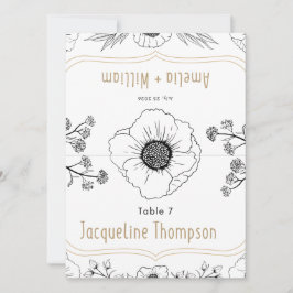 Trouwkaart met bloemmotief – Botanica Zwart & Wit