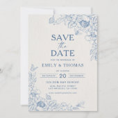 Trouwkaart met bloemmotief en chinoiserie 'Save th Save The Date (Voorkant)