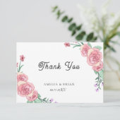 Trouwkaart met bloemmotief eucalyptus bedankbrief bedankkaart (Staand voorkant)