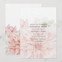Trouwkaart met blozende Dahlias