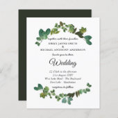 Trouwkaart met botanische groene bladeren voor een (Voorkant / Achterkant)