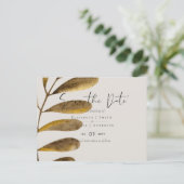 Trouwkaart met bronzen bladeren briefkaart (Staand voorkant)
