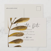 Trouwkaart met bronzen bladeren briefkaart (Voorkant / Achterkant)