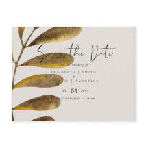 Trouwkaart met bronzen bladeren