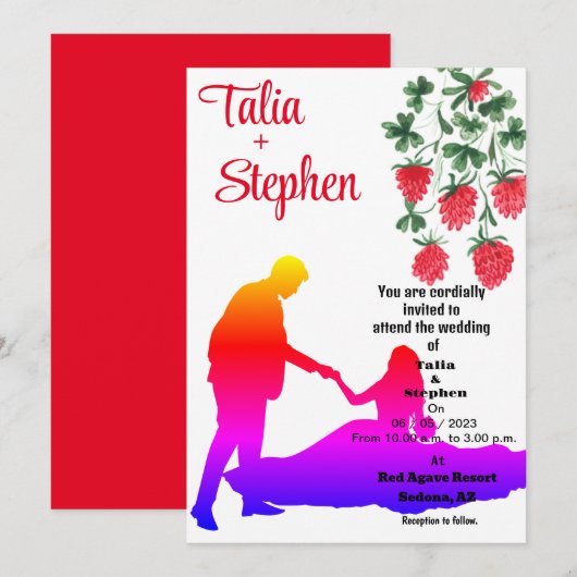 Trouwkaart met Bruidegom Uitnodiging (Voorkant / Achterkant)