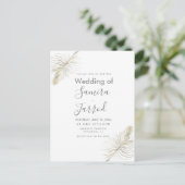 Trouwkaart met Casual Feather Goud Minimal Briefkaart (Staand voorkant)