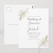 Trouwkaart met Casual Feather Goud Minimal Briefkaart (Voorkant / Achterkant)