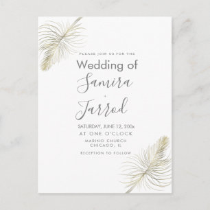 Trouwkaart met Casual Feather Goud Minimal Briefkaart