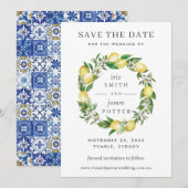 Trouwkaart met citroenbloemen en groen kaart (Voorkant / Achterkant)