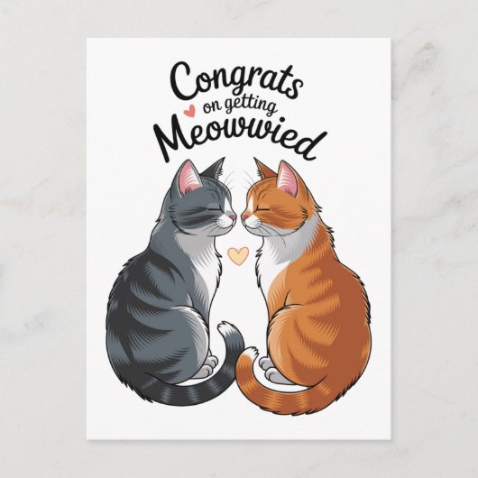 Trouwkaart met Cute Cat Lover voor verloofden en p Briefkaart (Voorkant)