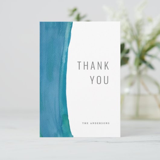 Trouwkaart met dankbetuiging en een dikke blauwe w bedankkaart (Staand voorkant)