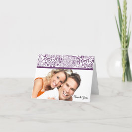 Trouwkaart met dankbetuiging Plum Love Birds Bedankkaart