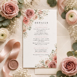 Trouwkaart met details in stoffig roze RSVP kaartje