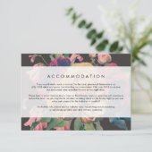 Trouwkaart met details van Dark Rose Botanical Fet Informatiekaartje (Staand voorkant)