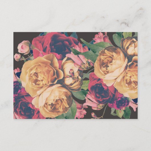 Trouwkaart met details van Dark Rose Botanical Fet Informatiekaartje (Achterkant)