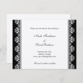 Trouwkaart met ecru zwarte filigraan rand kaart (Voorkant / Achterkant)