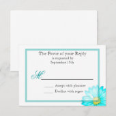 Trouwkaart met eenvoudige teal Gerber-margriet RSVP Kaartje (Voorkant / Achterkant)