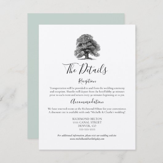 Trouwkaart met eeuwenoude eik Details kaart (Voorkant / Achterkant)