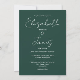 Trouwkaart met elegante QR-code in smaragdgroen mi Kaart