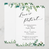 Trouwkaart met eucalyptus en uitstel van de bruilo kaart (Voorkant / Achterkant)