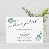 Trouwkaart met eucalyptus en uitstel van de bruilo kaart (Staand voorkant)