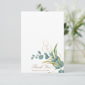 trouwkaart met eucalyptus goud blad bedankt (Staand voorkant)