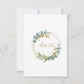 trouwkaart met eucalyptus goud blad bedankt (Achterkant)