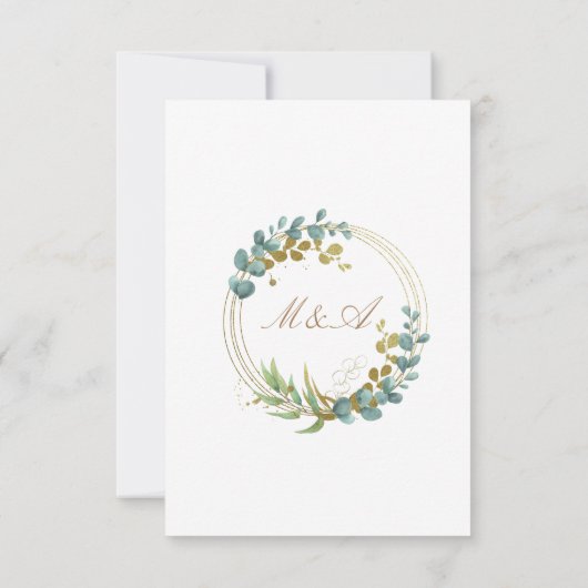 trouwkaart met eucalyptus goud blad bedankt (Achterkant)