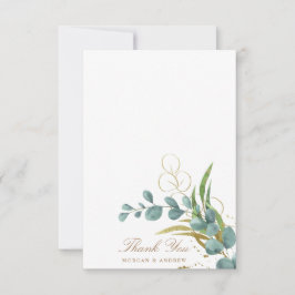 trouwkaart met eucalyptus goud blad bedankt