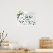 Trouwkaart met eucalyptus succulent poster (Keuken)