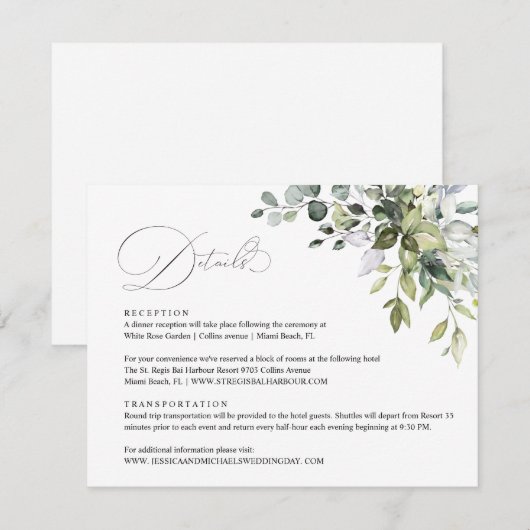 Trouwkaart met eucalyptusbladeren kaart (Voorkant / Achterkant)