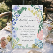 Trouwkaart met fantasievol bloemenscript kaart