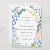 Trouwkaart met fantasievol bloemenscript kaart (Voorkant)
