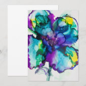 Trouwkaart met Flower Power Alcohol Ink Bold Kaart (Voorkant / Achterkant)