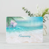 Trouwkaart met FONKELEND OCEAANWATER Save The Date (Staand voorkant)