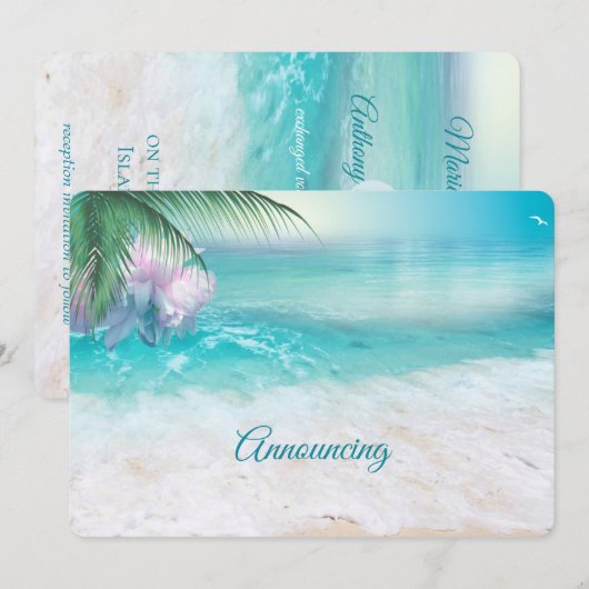 Trouwkaart met FONKELENDE OCEAANWATEREN Save The Date (Voorkant / Achterkant)