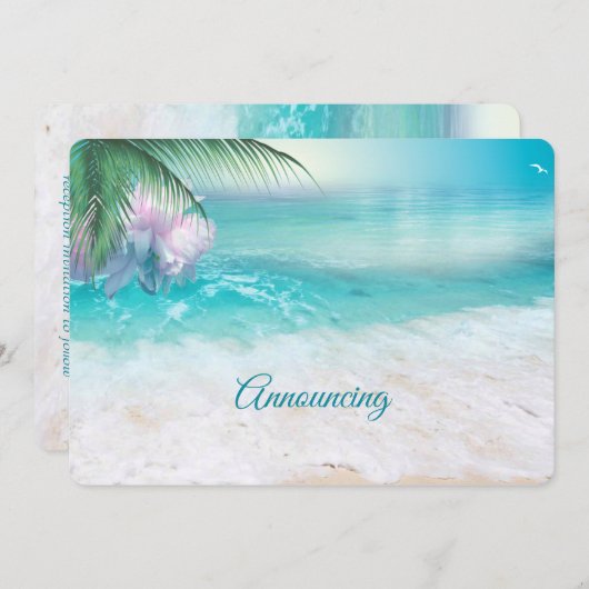 Trouwkaart met FONTEINENDE OCEAANWATEREN Save The Date (Voorkant / Achterkant)