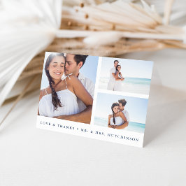 Trouwkaart met foto collage in marine en wit Bedan Bedankkaart