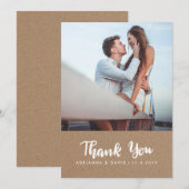 Trouwkaart met foto en bedankje op kraftpapier bedankkaart (Voorkant / Achterkant)