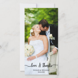 Trouwkaart met foto en dankbetuiging 'Liefde & Dan Bedankkaart