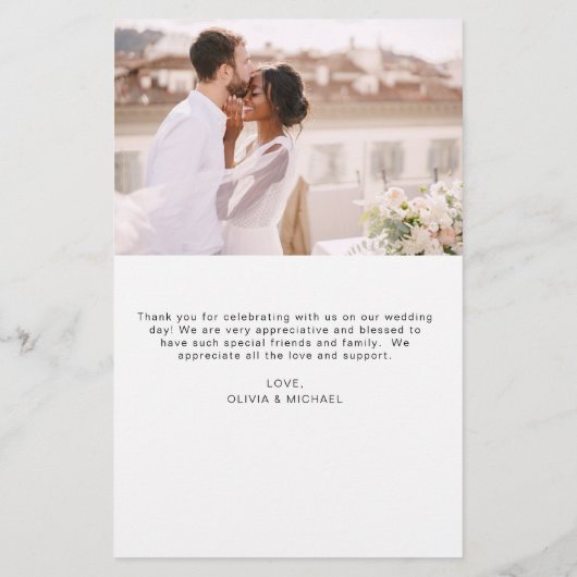 Trouwkaart met foto en tekst bedanken (Achterkant)