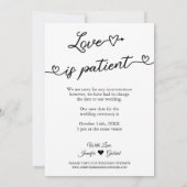 Trouwkaart met foto en tekst 'Liefde is Geduldig U Kaart (Achterkant)