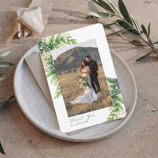 Trouwkaart met foto van bloeiende varens bedankkaart