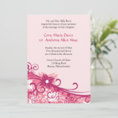 Trouwkaart met Fuchsia Bloemen Kaart (Staand voorkant)