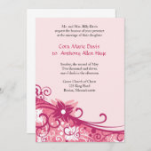 Trouwkaart met Fuchsia Bloemen Kaart (Voorkant / Achterkant)